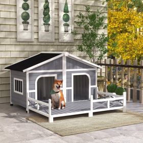 Stylish Cabin Dog House - Gray, White Stylish Cabin Dog House - Gray, White